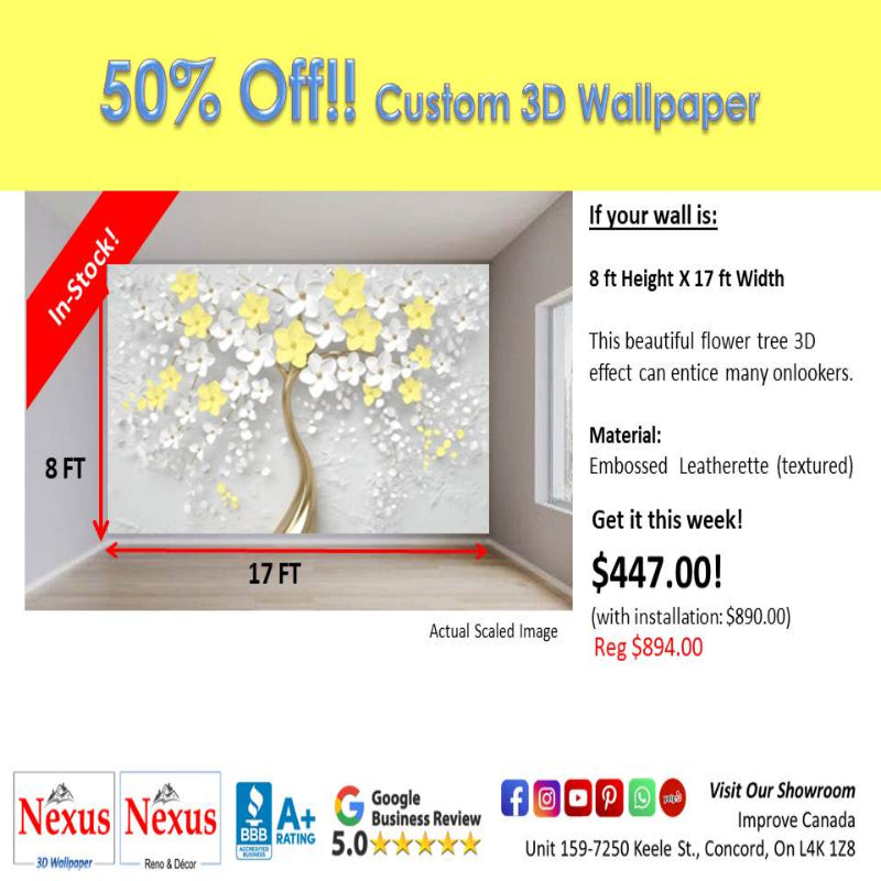 In-Stock Custom 3D Wallpaper Flower Tree SKU# WAL0389
